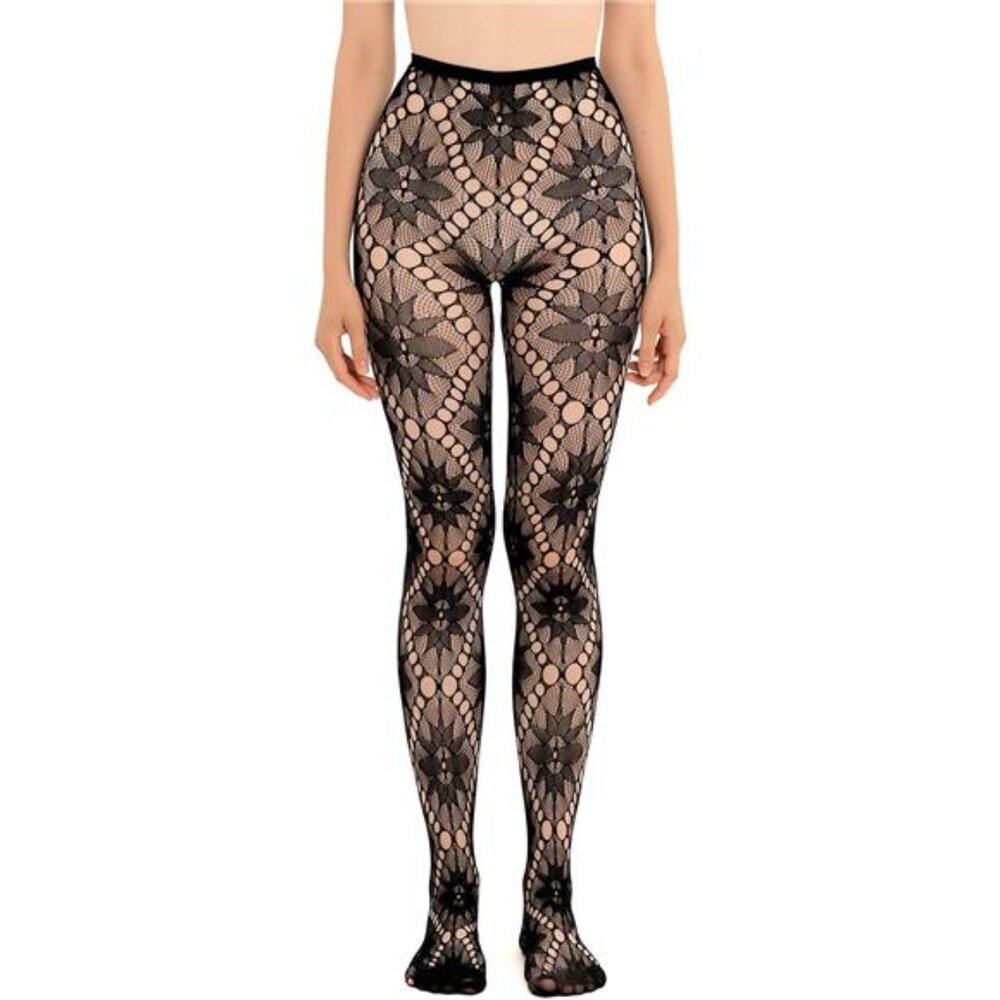 Patterned Fishnets Tights Black Pantyhose Stockings for Women, 1-6 Pairs